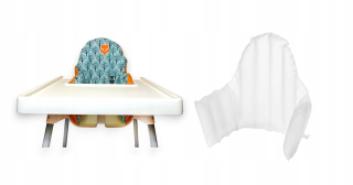 Stolička na kŕmenie LolekMorolek 40 x 70 x 3 cm + stolička na kŕmenie Ikea 90 x 56 x 59 cm